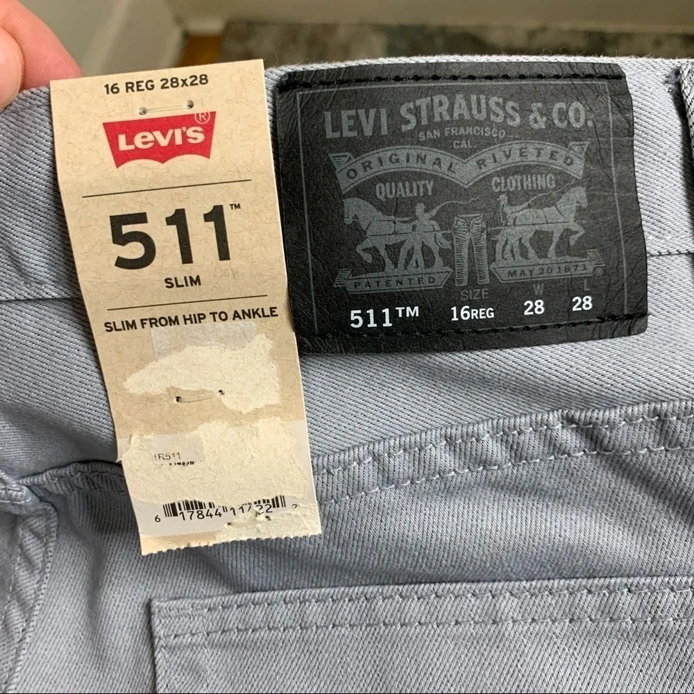 Levi’s 511 Men’s Skinny Fit Jean Gray Silver 28x29 New